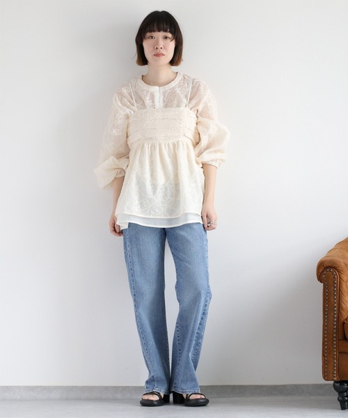 cepo（セポ）の「〈セットアップ対応〉フラワーシアーホックシャツブラウス（シャツ/ブラウス・レディース・オフホワイト/ブラック・M）」の17枚目の写真