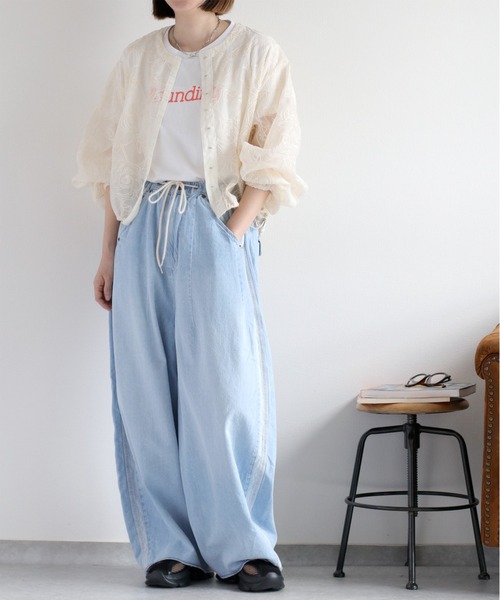 ブラウス シャツ 「セットアップ対応」フラワーシアーホックシャツブラウス レディース cepo ブラウス シャツ 「セットアップ対応」フラワーシアー
