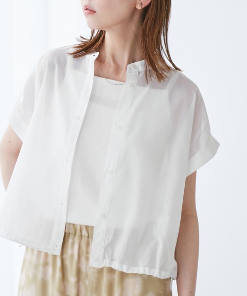 ROPE' PICNIC(ロペピクニック)の「バルーンヘムシアーシャツ(シャツ/ブラウス・レディース・ブラック/オフホワイト/ブルー/レッド・38)」の2枚目の写真