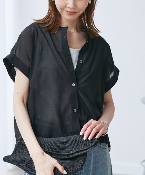 ROPE' PICNIC(ロペピクニック)の「バルーンヘムシアーシャツ(シャツ/ブラウス・レディース・ブラック/オフホワイト/ブルー/レッド・38)」の3枚目の写真