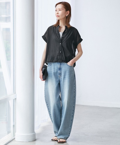 ROPE' PICNIC(ロペピクニック)の「バルーンヘムシアーシャツ(シャツ/ブラウス・レディース・ブラック/オフホワイト/ブルー/レッド・38)」の13枚目の写真