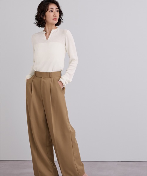 UR'S(ユアーズ)の「チクチクしないウールブレンドキーネックリブニット(ニット/セーター・レディース・ライトピンク/ホワイト/ネイビー/チャコール/ライトベージュ・L/M/XL/S)」の7枚目の写真