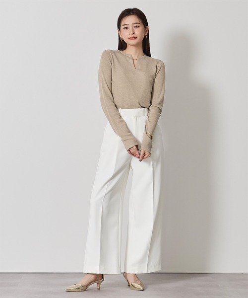 UR'S(ユアーズ)の「チクチクしないウールブレンドキーネックリブニット(ニット/セーター・レディース・ライトピンク/ホワイト/ネイビー/チャコール/ライトベージュ・L/M/XL/S)」の16枚目の写真