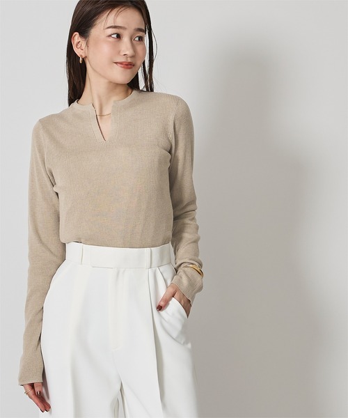 UR'S(ユアーズ)の「チクチクしないウールブレンドキーネックリブニット(ニット/セーター・レディース・ライトピンク/ホワイト/ネイビー/チャコール/ライトベージュ・L/M/XL/S)」の17枚目の写真