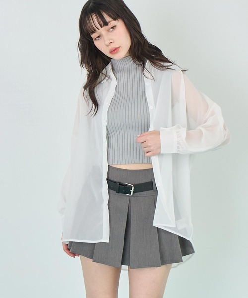 ANAP（アナップ）の「シンプル シアー シャツ ブラウス（シャツ/ブラウス・レディース・ホワイト/ブラック/ブラウン/イエロー・FREE）」の2枚目の写真