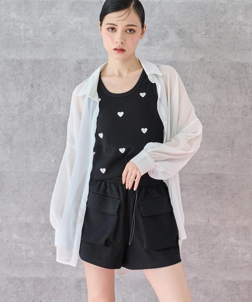 ANAP（アナップ）の「シンプル シアー シャツ ブラウス（シャツ/ブラウス・レディース・ホワイト/ブラック/ブラウン/イエロー・FREE）」の8枚目の写真