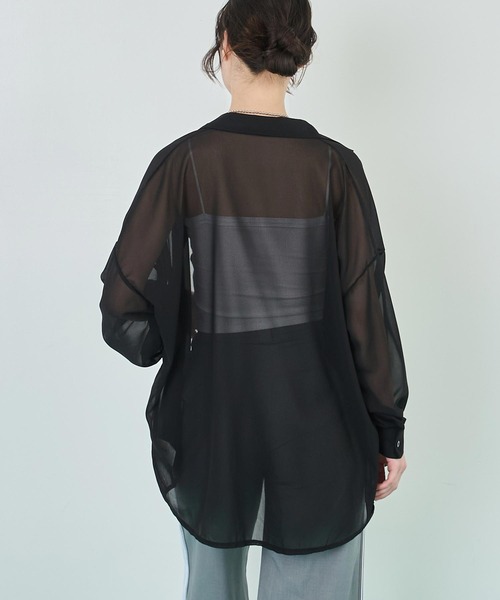 ANAP（アナップ）の「シンプル シアー シャツ ブラウス（シャツ/ブラウス・レディース・ホワイト/ブラック/ブラウン/イエロー・FREE）」の12枚目の写真