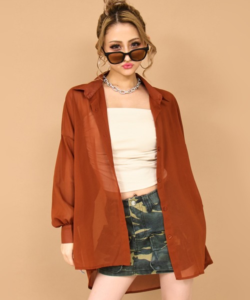 ANAP（アナップ）の「シンプル シアー シャツ ブラウス（シャツ/ブラウス・レディース・ホワイト/ブラック/ブラウン/イエロー・FREE）」の21枚目の写真