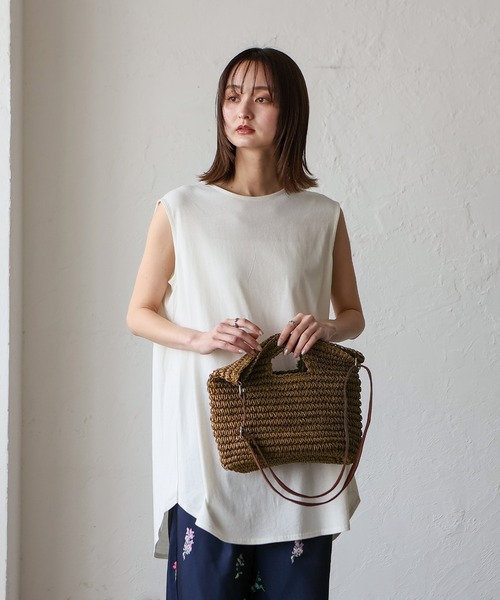 VitaFelice(ヴィータフェリーチェ)の「ペーパーブレード3wayショルダーバッグ(かごバッグ・レディース・ブラウン・FREE)」の5枚目の写真