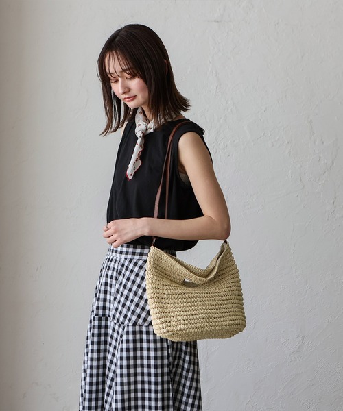 VitaFelice(ヴィータフェリーチェ)の「ペーパーブレード3wayショルダーバッグ(かごバッグ・レディース・ブラウン・FREE)」の14枚目の写真