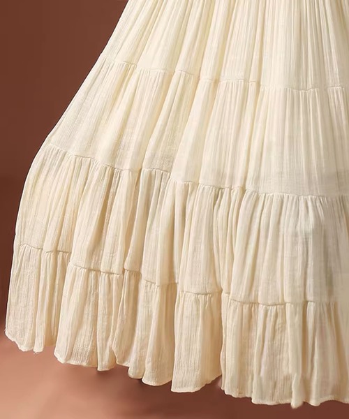 aimoha（アイモハ）の「ティアードギャザーロングスカート（スカート・レディース・ブラック/ライトベージュ/ピンク/ホワイト/ベージュ・FREE）」の9枚目の写真