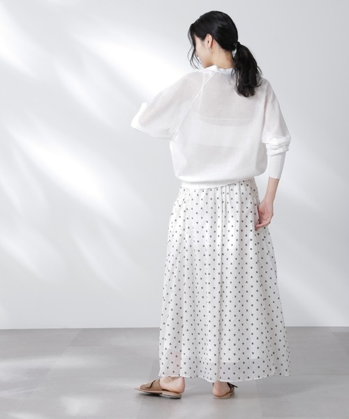 NANO universe（ナノユニバース）の「コットンスパークシアーVネックカーディガン（ニット/セーター・レディース・ブラック/ホワイト/イエロー・FREE）」の13枚目の写真