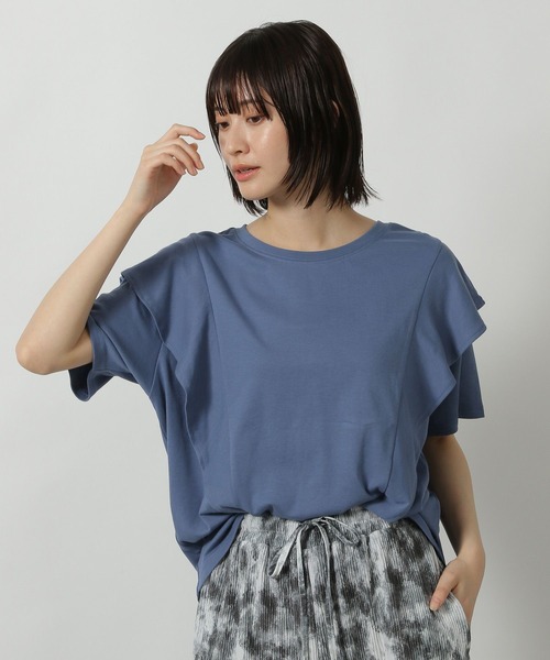 LAKOLE(ラコレ)の「ラッフルTEE / 499837(Tシャツ/カットソー・レディース・オフホワイト/ブルー/ブラック・FREE)」の3枚目の写真