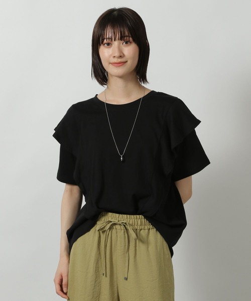 LAKOLE(ラコレ)の「ラッフルTEE / 499837(Tシャツ/カットソー・レディース・オフホワイト/ブルー/ブラック・FREE)」の2枚目の写真