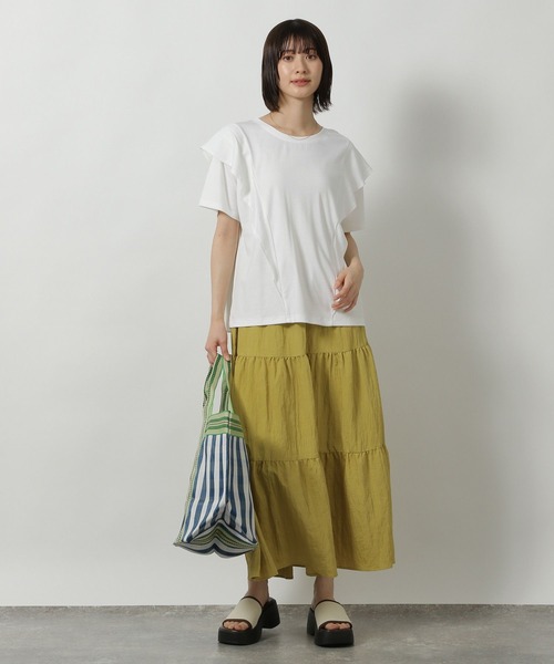 LAKOLE(ラコレ)の「ラッフルTEE / 499837(Tシャツ/カットソー・レディース・オフホワイト/ブルー/ブラック・FREE)」の4枚目の写真