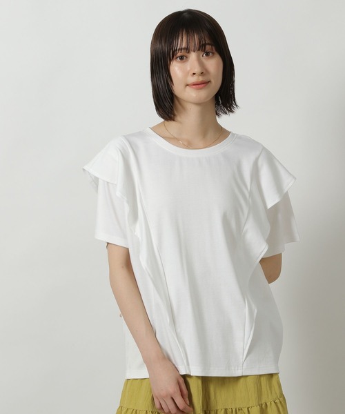 LAKOLE(ラコレ)の「ラッフルTEE / 499837(Tシャツ/カットソー・レディース・オフホワイト/ブルー/ブラック・FREE)」の7枚目の写真