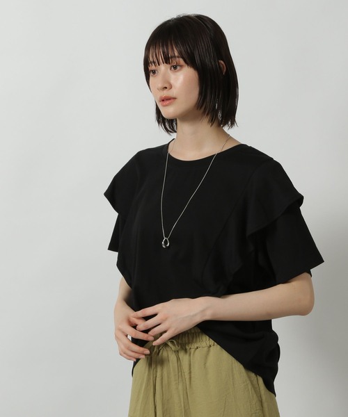 LAKOLE(ラコレ)の「ラッフルTEE / 499837(Tシャツ/カットソー・レディース・オフホワイト/ブルー/ブラック・FREE)」の12枚目の写真
