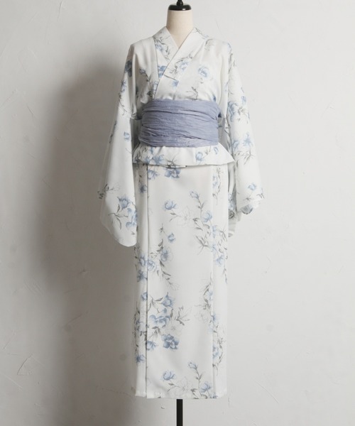 tocco closet(トッコ クローゼット)の「【トップス&ワンピース&帯の3点セット】2WAY♪フラワーブーケセパレート浴衣(浴衣・レディース・ブルー・FREE)」の2枚目の写真