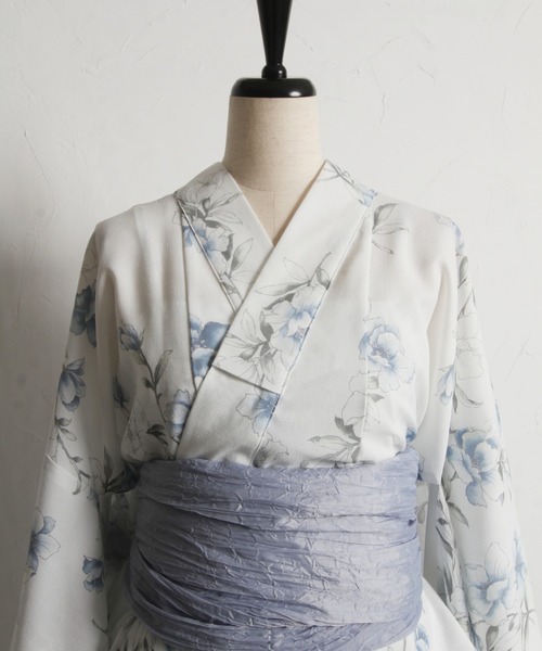 tocco closet(トッコ クローゼット)の「【トップス&ワンピース&帯の3点セット】2WAY♪フラワーブーケセパレート浴衣(浴衣・レディース・ブルー・FREE)」の6枚目の写真