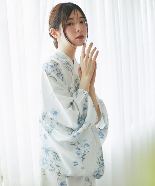 tocco closet セパレート　浴衣　水色 2WAY♪涼やかに彩る、百合柄セパレート浴衣