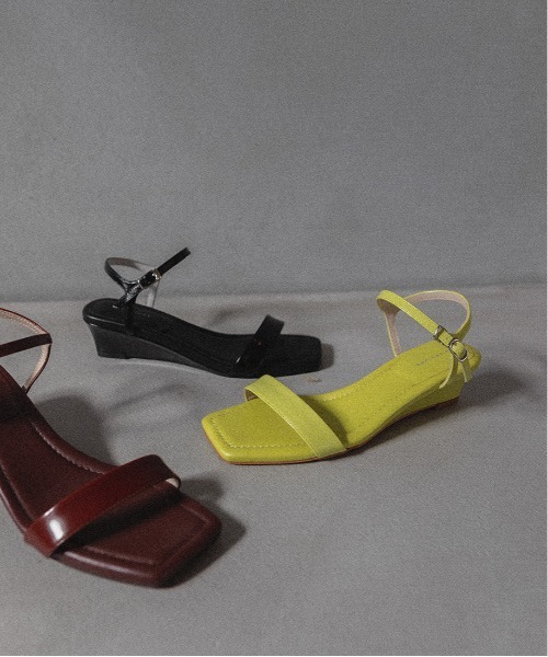 A de Vivre（アドゥヴィーヴル）の「【本革】レザー ウェッジサンダル（サンダル・レディース・ブラウン/ライム/ブラック・S/M/L/LL）」の5枚目の写真