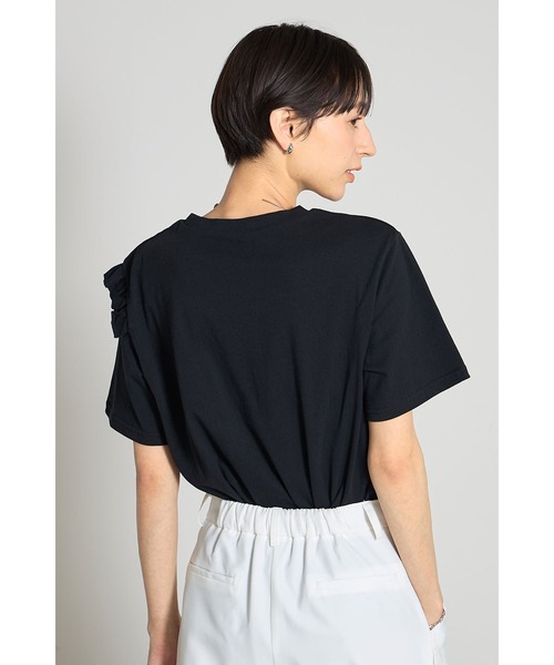 &. NOSTALGIA（アンドドットノスタルジア）の「アシメトリーフリルTシャツ（Tシャツ/カットソー・レディース・ブラック/オフホワイト・M）」の9枚目の写真