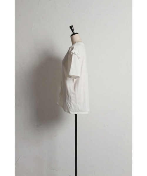 &. NOSTALGIA（アンドドットノスタルジア）の「アシメトリーフリルTシャツ（Tシャツ/カットソー・レディース・ブラック/オフホワイト・M）」の14枚目の写真