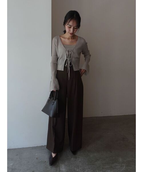 LAGUNAMOON（ラグナムーン）の「バイカラーベルトパンツ（その他パンツ・レディース・アイボリー/ダークブラウン/チャコールグレー・MEDIUM/SMALL）」の9枚目の写真