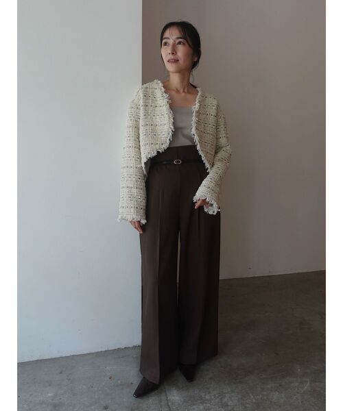 LAGUNAMOON（ラグナムーン）の「バイカラーベルトパンツ（その他パンツ・レディース・アイボリー/ダークブラウン/チャコールグレー・MEDIUM/SMALL）」の8枚目の写真