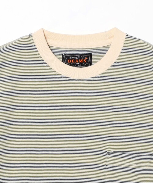 BEAMS PLUS(ビームスプラス)の「ピンストライプ ポケット Tシャツ(Tシャツ/カットソー・メンズ・ライトブラウン/オフホワイト/グリーン・MEDIUM/SMALL/XX-LARGE/LARGE/X-LARGE)」の5枚目の写真