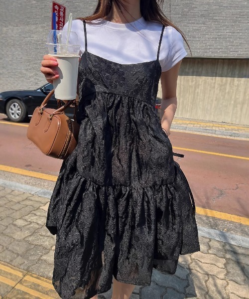 FREE STYLISTS(フリー スタイリスト)の「YUGA_YGMC Jacquard camisole dress(ワンピース・レディース・ブラック/ホワイト/ベビーピンク・FREE)」の19枚目の写真