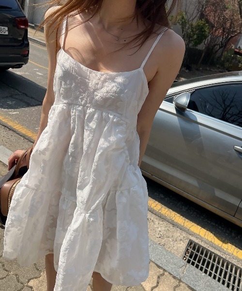 FREE STYLISTS(フリー スタイリスト)の「YUGA_YGMC Jacquard camisole dress(ワンピース・レディース・ブラック/ホワイト/ベビーピンク・FREE)」の5枚目の写真