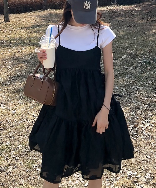 FREE STYLISTS(フリー スタイリスト)の「YUGA_YGMC Jacquard camisole dress(ワンピース・レディース・ブラック/ホワイト/ベビーピンク・FREE)」の20枚目の写真