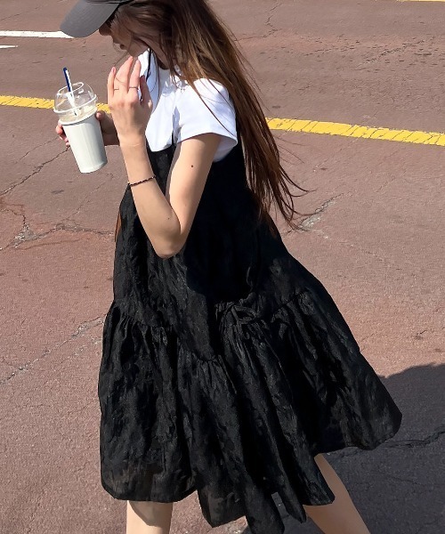 FREE STYLISTS(フリー スタイリスト)の「YUGA_YGMC Jacquard camisole dress(ワンピース・レディース・ブラック/ホワイト/ベビーピンク・FREE)」の21枚目の写真