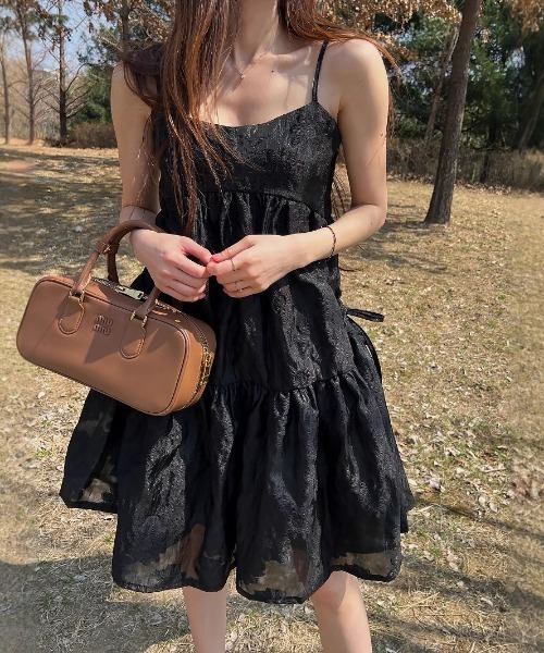 FREE STYLISTS(フリー スタイリスト)の「YUGA_YGMC Jacquard camisole dress(ワンピース・レディース・ブラック/ホワイト/ベビーピンク・FREE)」の17枚目の写真