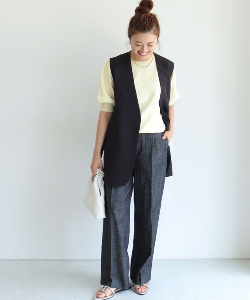 GREED - GREED パフスリーブニット 極美品 ネイビー セール】【接触冷感】パフスリーブニット（ニット/セーター