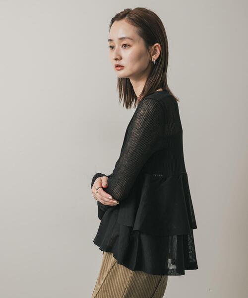 SENSE OF PLACE by URBAN RESEARCH（センスオブプレイスバイアーバンリサーチ）の「シアーペプラムカーディガン（カーディガン/ボレロ・レディース・ブルー/ブラック/グレー/ブラウン・ONE）」の7枚目の写真