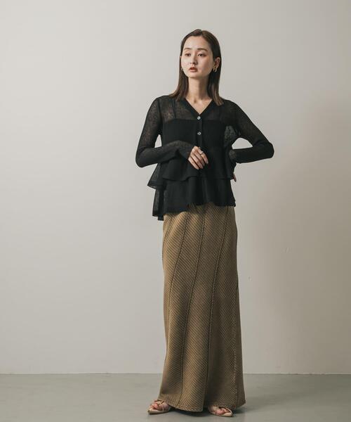 SENSE OF PLACE by URBAN RESEARCH（センスオブプレイスバイアーバンリサーチ）の「シアーペプラムカーディガン（カーディガン/ボレロ・レディース・ブルー/ブラック/グレー/ブラウン・ONE）」の9枚目の写真