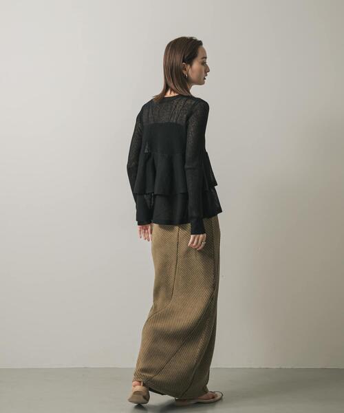 SENSE OF PLACE by URBAN RESEARCH（センスオブプレイスバイアーバンリサーチ）の「シアーペプラムカーディガン（カーディガン/ボレロ・レディース・ブルー/ブラック/グレー/ブラウン・ONE）」の10枚目の写真