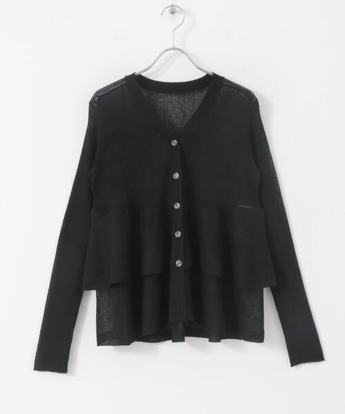 SENSE OF PLACE by URBAN RESEARCH（センスオブプレイスバイアーバンリサーチ）の「シアーペプラムカーディガン（カーディガン/ボレロ・レディース・ブルー/ブラック/グレー/ブラウン・ONE）」の12枚目の写真