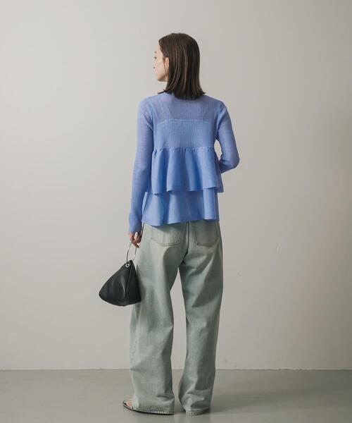 SENSE OF PLACE by URBAN RESEARCH（センスオブプレイスバイアーバンリサーチ）の「シアーペプラムカーディガン（カーディガン/ボレロ・レディース・ブルー/ブラック/グレー/ブラウン・ONE）」の17枚目の写真