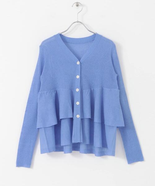 SENSE OF PLACE by URBAN RESEARCH（センスオブプレイスバイアーバンリサーチ）の「シアーペプラムカーディガン（カーディガン/ボレロ・レディース・ブルー/ブラック/グレー/ブラウン・ONE）」の18枚目の写真