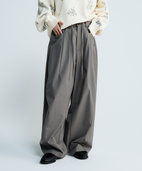 JEANASIS（ジーナシス）の「【SET UP対応】ウエストドロストコクーンパンツ/576429（スラックス・レディース・ネイビー系/ホワイト系その他/ブラック/グレー・SMALL/MEDIUM）」の3枚目の写真