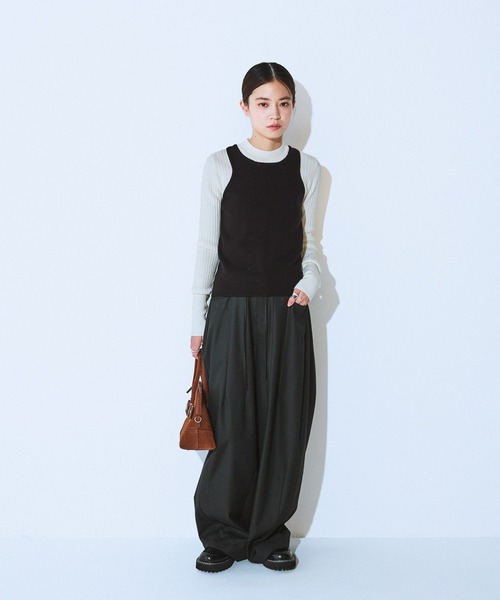 JEANASIS（ジーナシス）の「【SET UP対応】ウエストドロストコクーンパンツ/576429（スラックス・レディース・ネイビー系/ホワイト系その他/ブラック/グレー・SMALL/MEDIUM）」の21枚目の写真