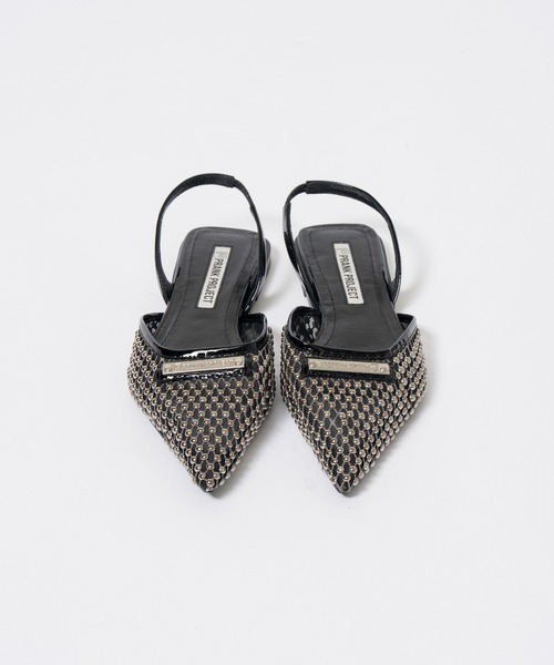 ポインテッドフラットビジューパンプス