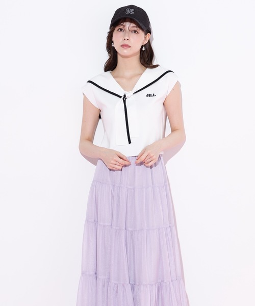 JILL by JILL STUART(ジルバイジルスチュアート)の「◇ビッグカラー配色ニット(ニット/セーター・レディース・ホワイト/レッド系その他/ブルー系その他・FREE)」の5枚目の写真