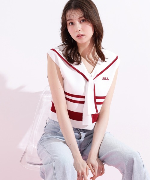 JILL by JILL STUART(ジルバイジルスチュアート)の「◇ビッグカラー配色ニット(ニット/セーター・レディース・ホワイト/レッド系その他/ブルー系その他・FREE)」の12枚目の写真