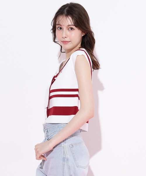 JILL by JILL STUART(ジルバイジルスチュアート)の「◇ビッグカラー配色ニット(ニット/セーター・レディース・ホワイト/レッド系その他/ブルー系その他・FREE)」の13枚目の写真