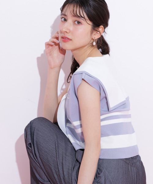 JILL by JILL STUART(ジルバイジルスチュアート)の「◇ビッグカラー配色ニット(ニット/セーター・レディース・ホワイト/レッド系その他/ブルー系その他・FREE)」の19枚目の写真