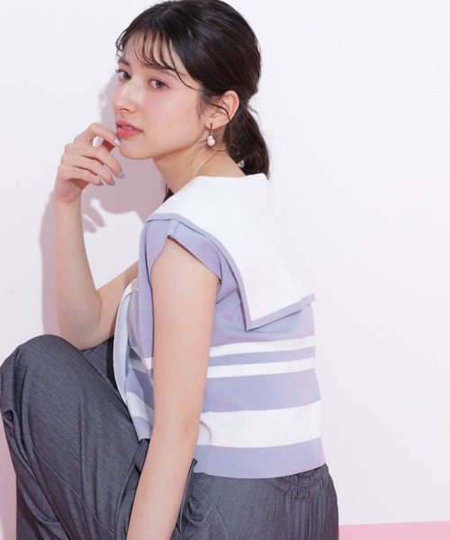 JILL by JILL STUART(ジルバイジルスチュアート)の「◇ビッグカラー配色ニット(ニット/セーター・レディース・ホワイト/レッド系その他/ブルー系その他・FREE)」の20枚目の写真